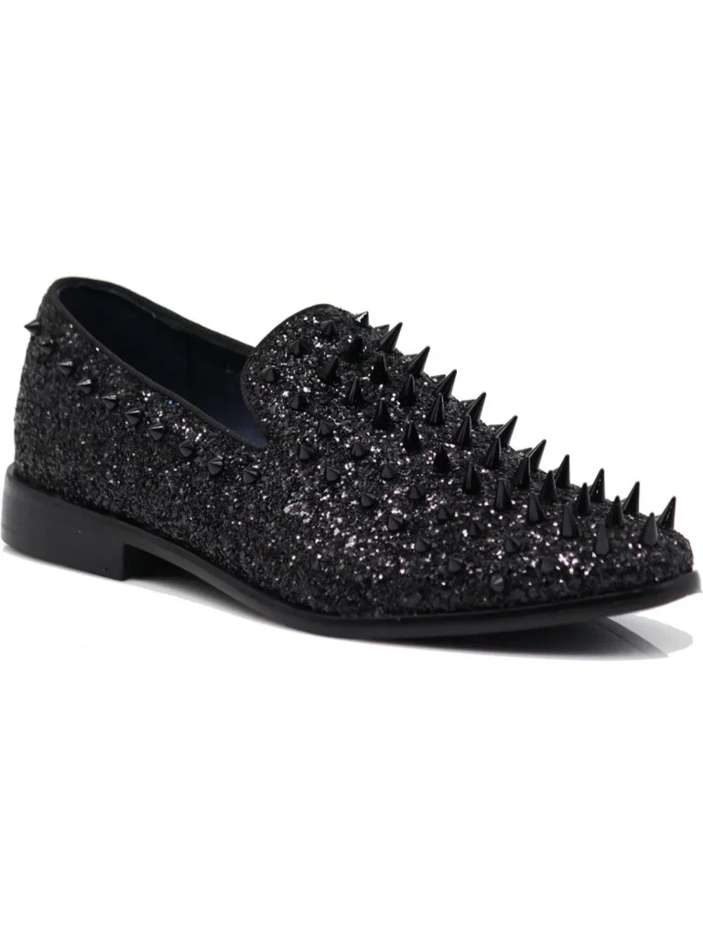 Enzo Romeo Men's Black Rubber Sole Vintage Loafers Slip On Classic Tuxedo Shoes
